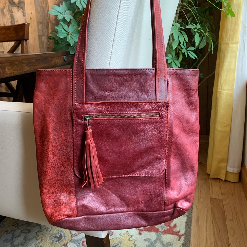 Lisa Leonard We Have Love Tote in deep ruby